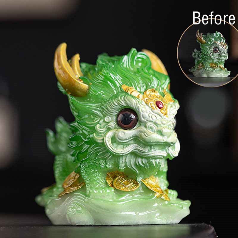 Color Changing Small Kirin Resin Tea Pet Home Figurine Decoration