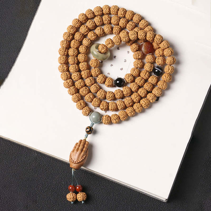 Bodhi Seed Three-eyed Dzi Bead mystic zen Hand Charm Wealth Bracelet