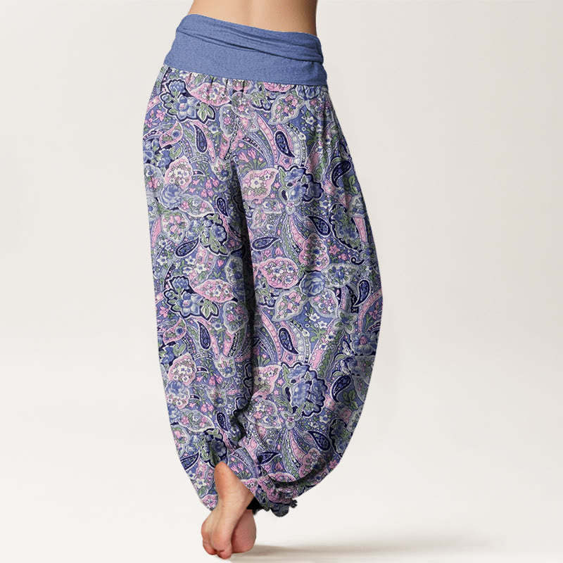 Casual Cashew Flower Design Women's Elastic Waist Harem Pants