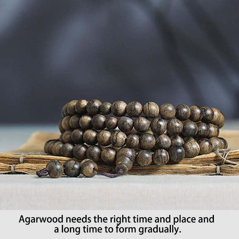108 Mala Beads Natural Tarakan Agarwood Ward Off Evil Spirits Bracelet