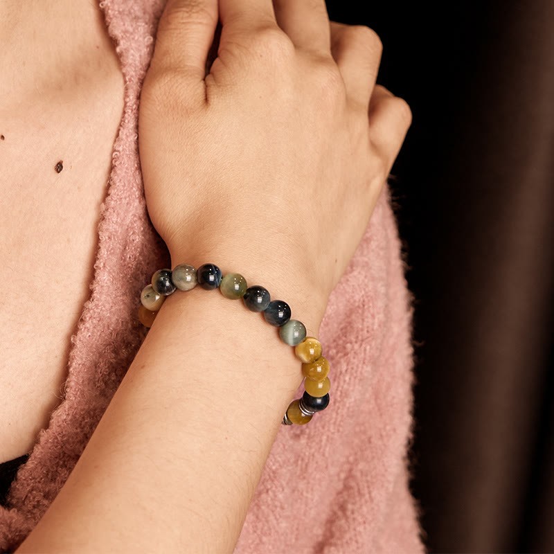 Blue Green Red Tiger Eye mystic zen Head Balance Bracelet