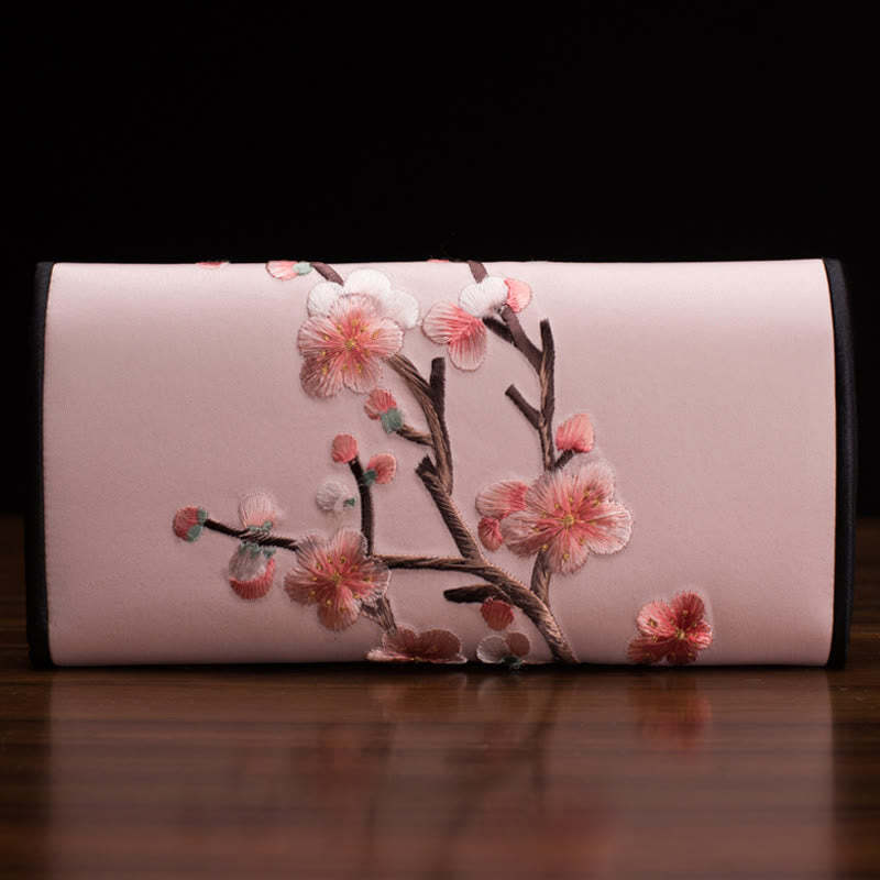 Plum Bossom Su Embroidery Journey Shopping Long Purse Handbag