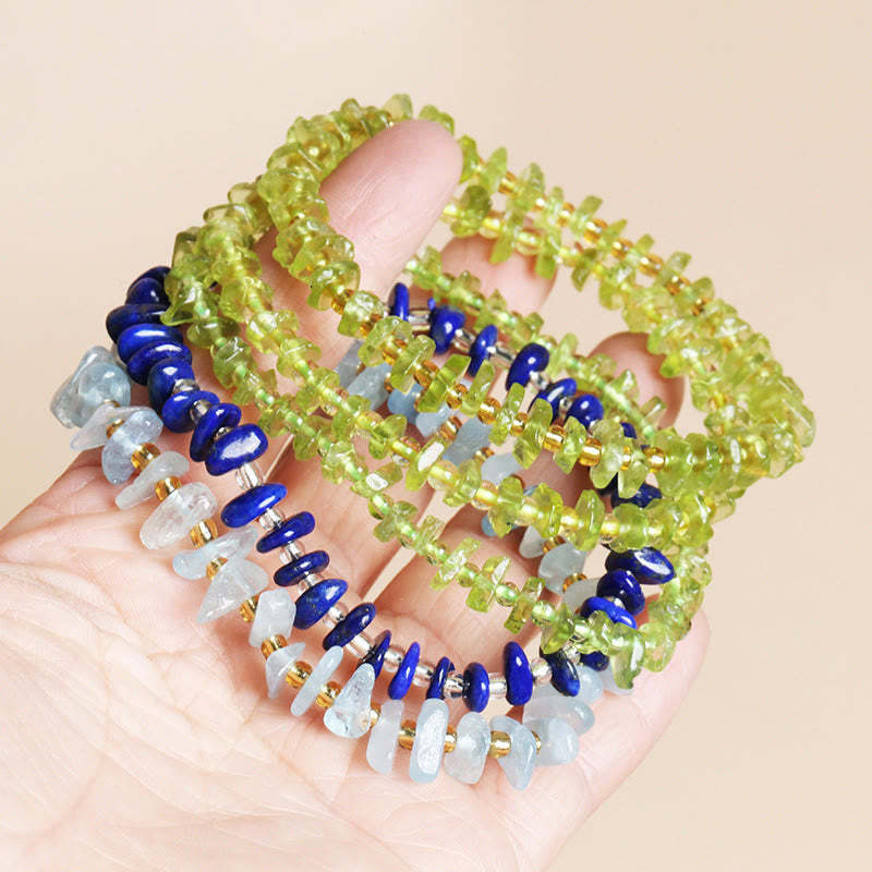 Natural Irregular Shape Stone Crystal Meditation Balance Bracelet