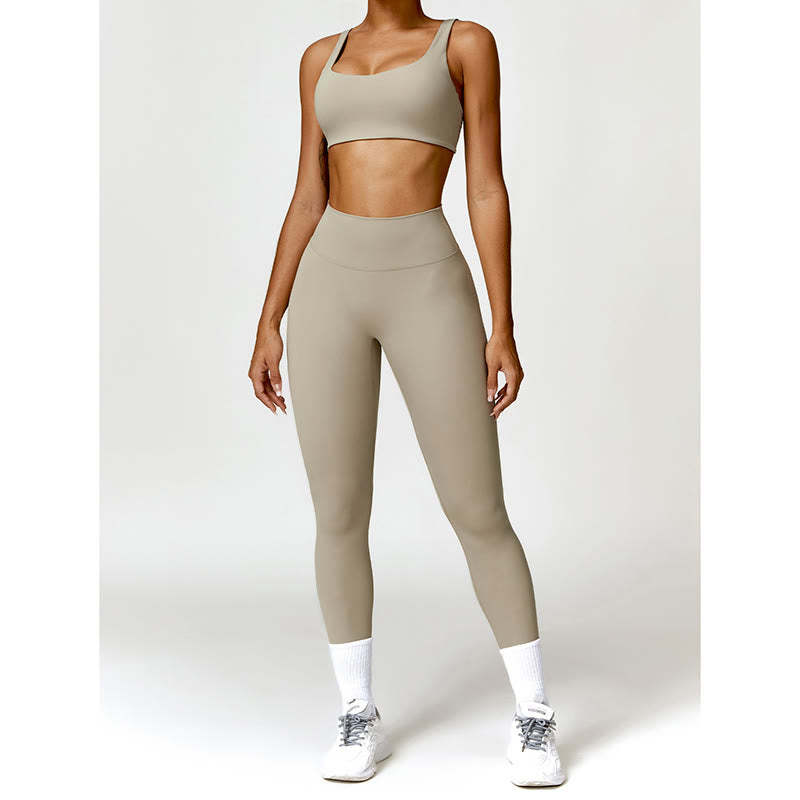 Gym Sports Yoga Backless Bra Crop Tank Top Shorts