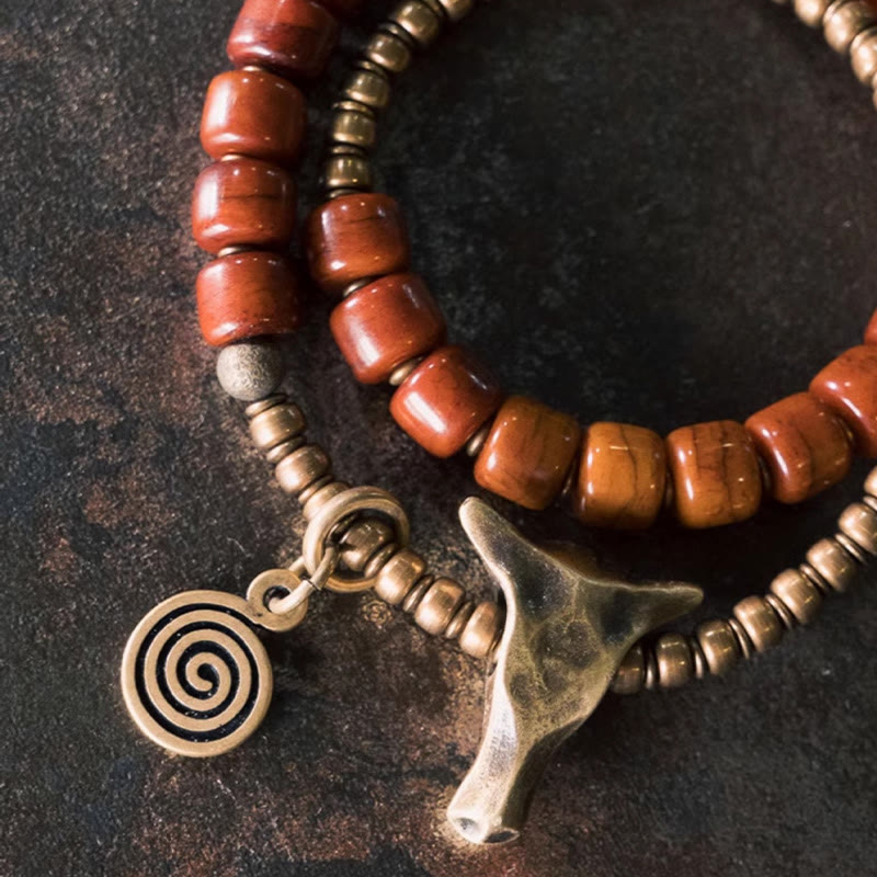 Yak Bone Copper Yak Head Cone Pendant Double Wrap Strength Bracelet