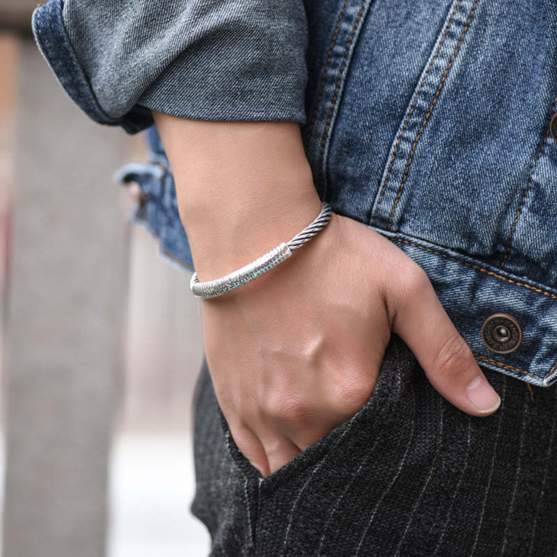 Tibetan Om Mani Padme Hum Heart Sutra Purity Cuff Bracelet