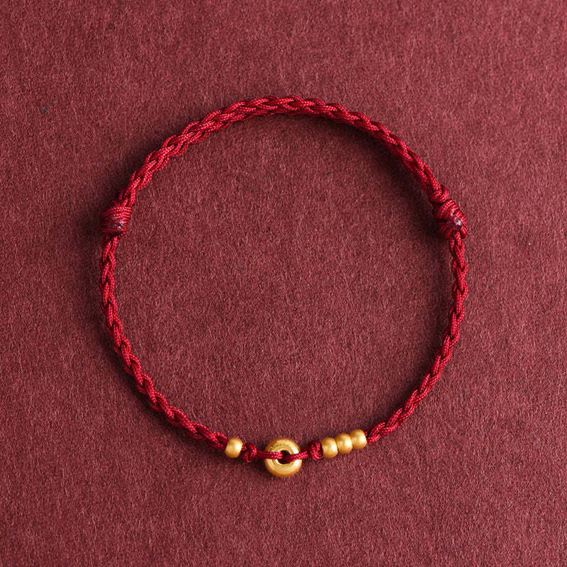 999 Gold Small Peace Buckle Design Handmade Luck?Braided Rope Bracelet Anklet