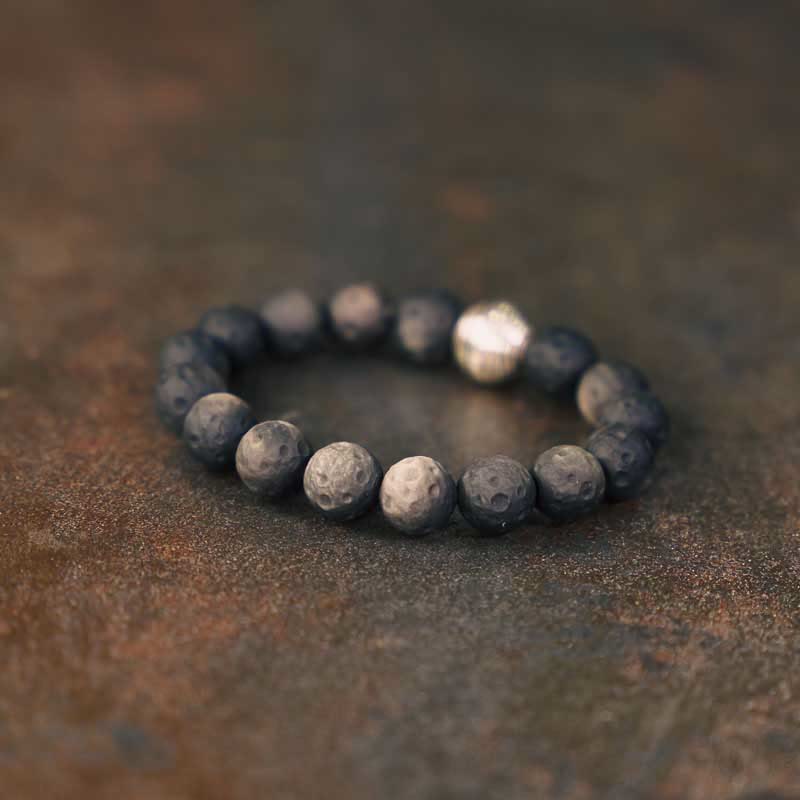 Natural Silver Sheen Obsidian Lunar Meteorite Protection Bracelet
