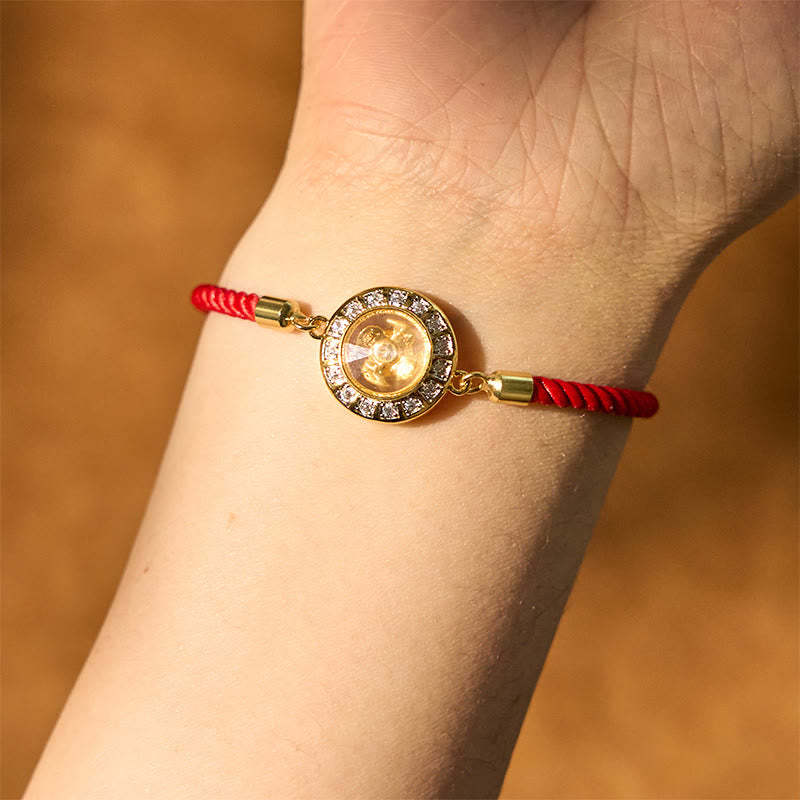 Copper Brass Feng Sheng Shui Qi Rotatable Windmill  Red String Faith Braided Bracelet