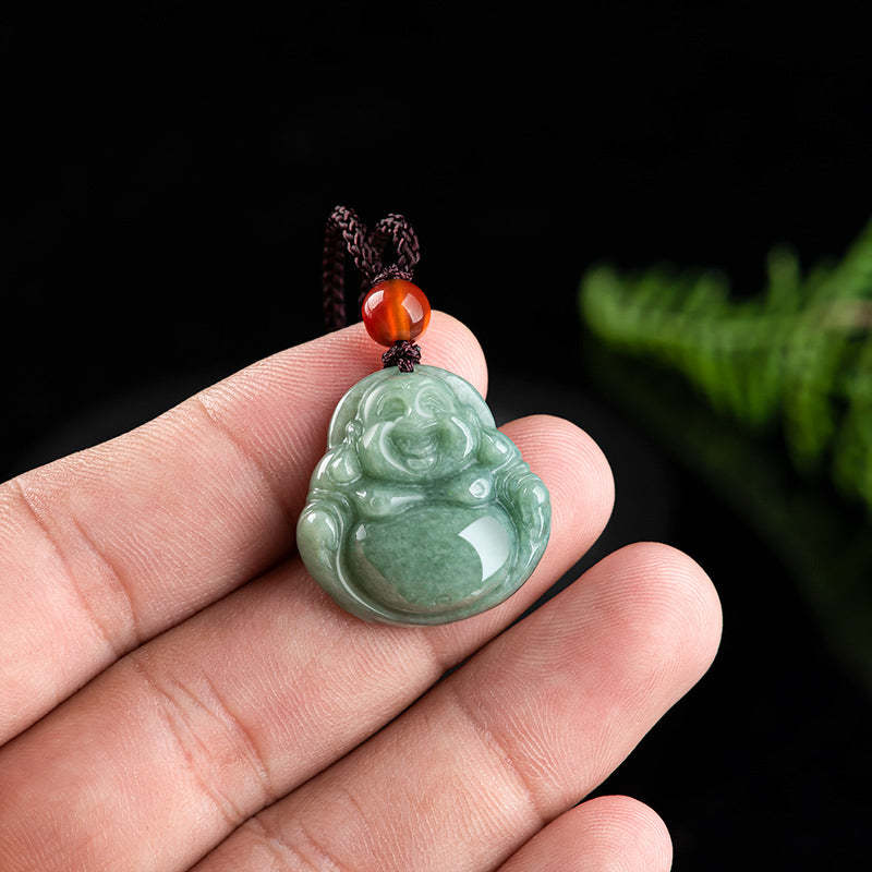 Laughing mystic zen Cyan Jade Success Necklace String Pendant