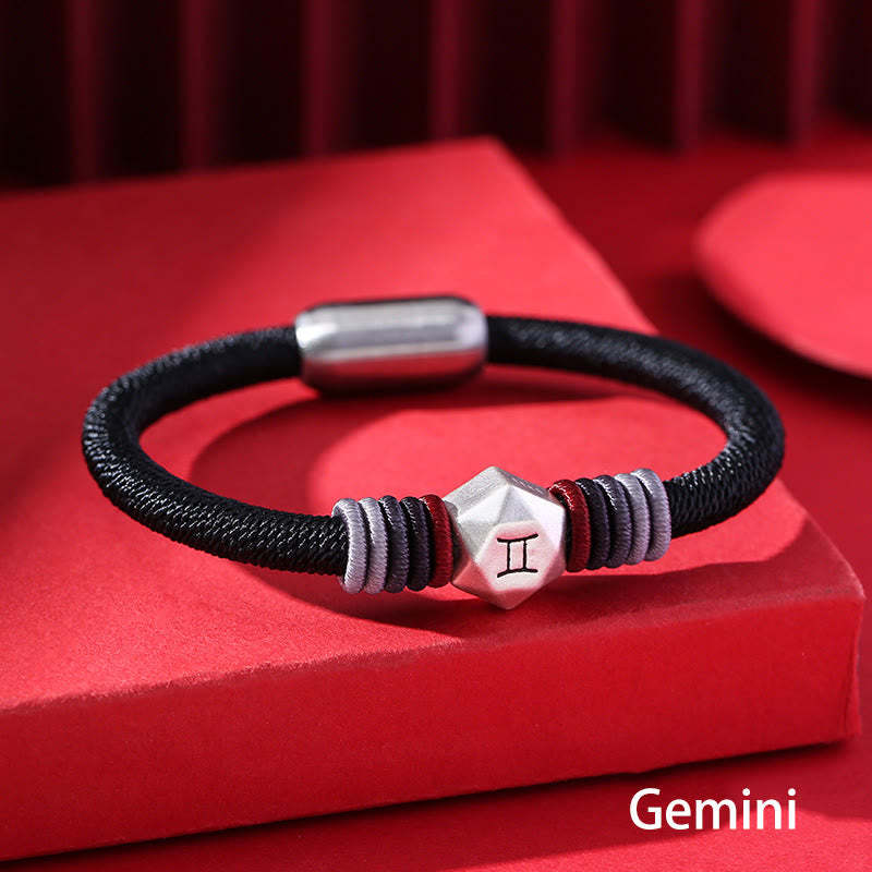 999 Sterling Silver 12 Constellations of the Zodiac Blessing Handmade String Bracelet