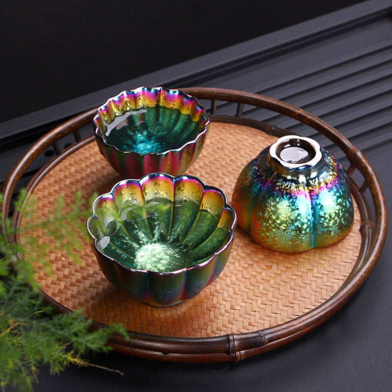 Rainbow Color Jianzhan Ceramic Teacup Kung Fu Tea Cup Bowl
