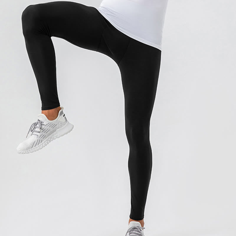Plain High Waist Elastic Breathable Sports Men's Leggings Pants