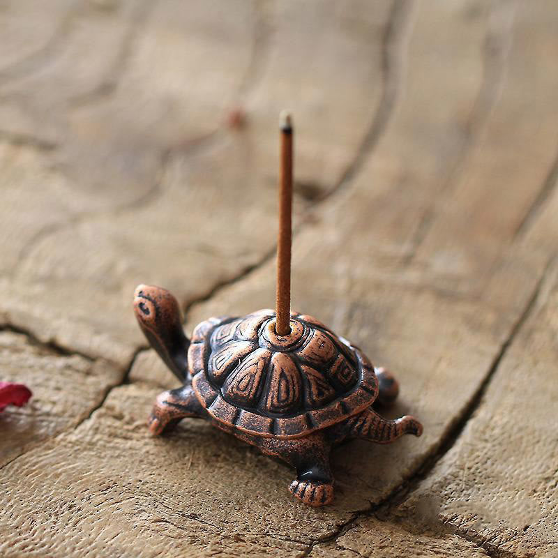 Alloy Turtle Snail Healing Incense Burner Desk Decoration