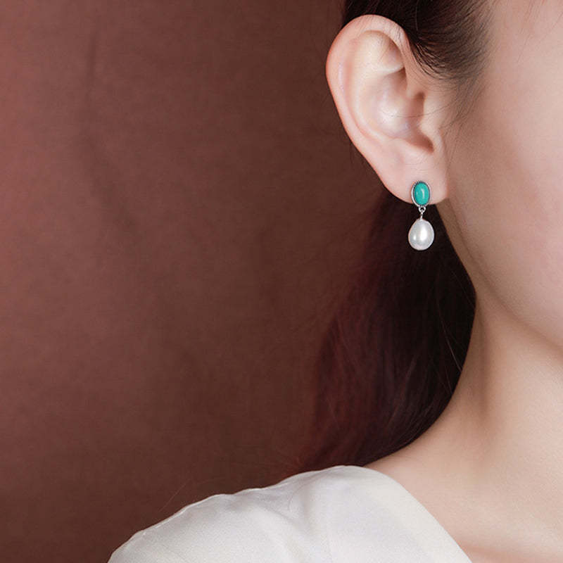 925 Sterling Silver Pearl Turquoise Healing Wisdom Necklace Pendant Ring Earrings