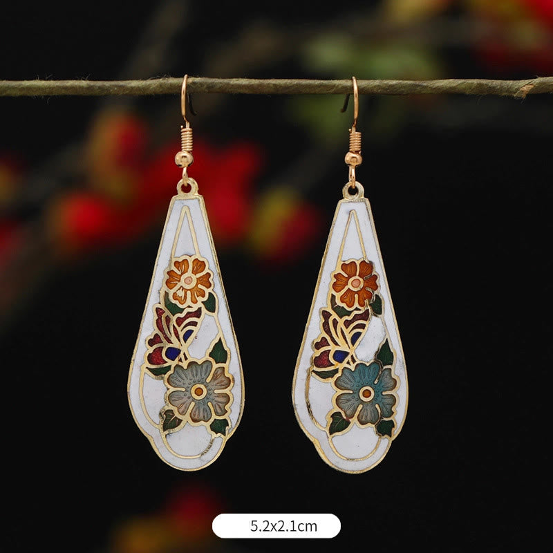 Lotus Butterfly Flower Alloy Copper Enlightenment Drop Earrings