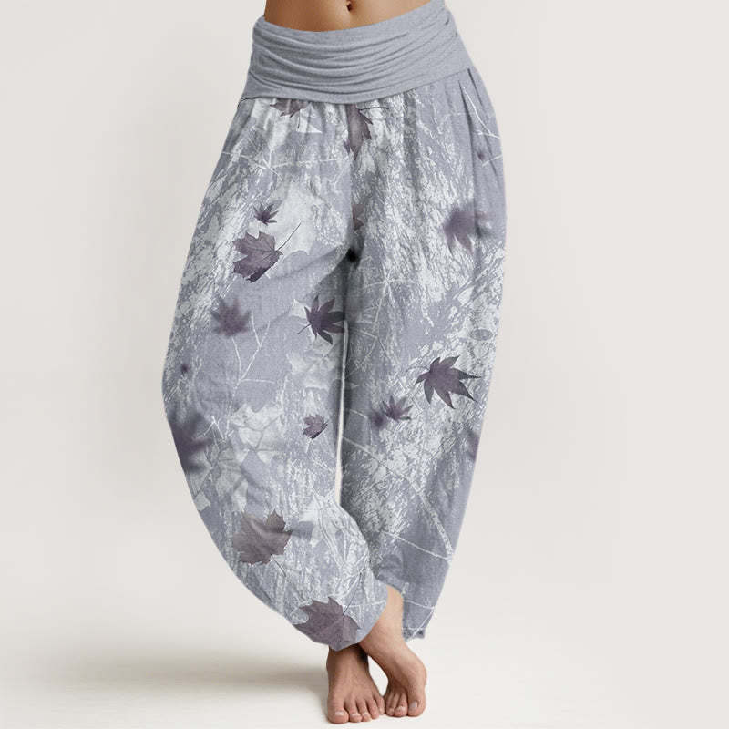 Maple Leaves And Branches Pattern Women's Elastic Waist Harem Pants