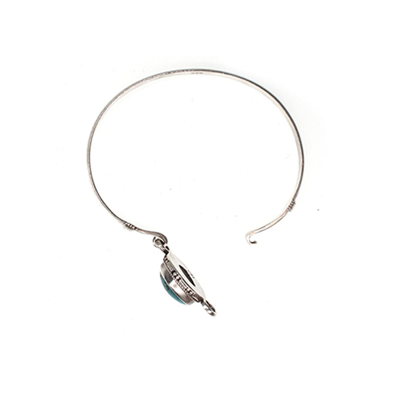 925 Sterling Silver Turquoise Balance Protection Handmade Nepal Bracelet Bangle