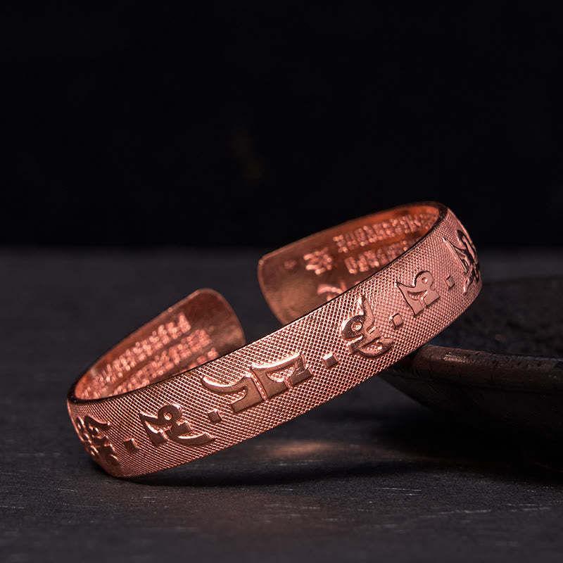 Six True Words 'Om Mani Padme Hum' Heart Sutra Copper Brass Luck Bracelet Bangle