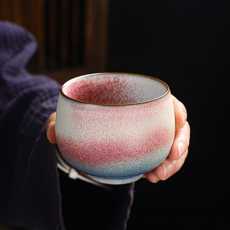 Retro Red Gradient Kiln Change Ceramic Teacup Kung Fu Tea Cup