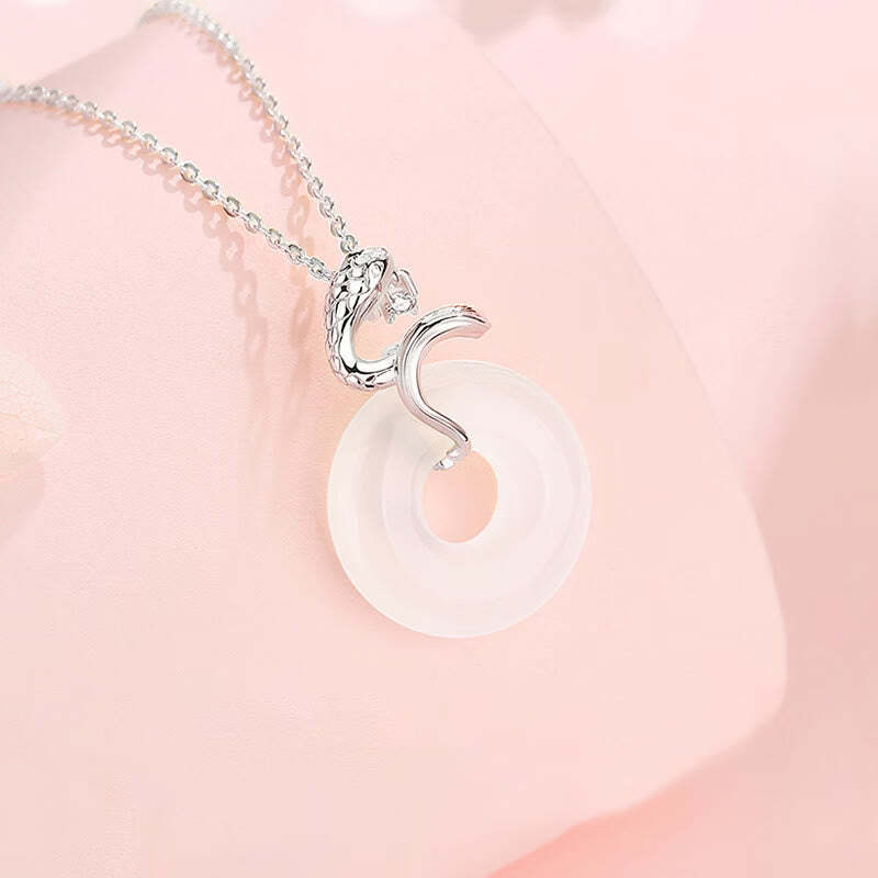 925 Sterling Silver Chalcedony Peace Buckle Year Of The Snake Harmony Necklace Pendant