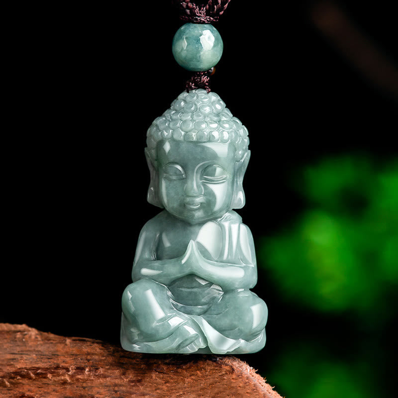 Natural Jade Meditation mystic zen Amulet Serenity Necklace Pendant