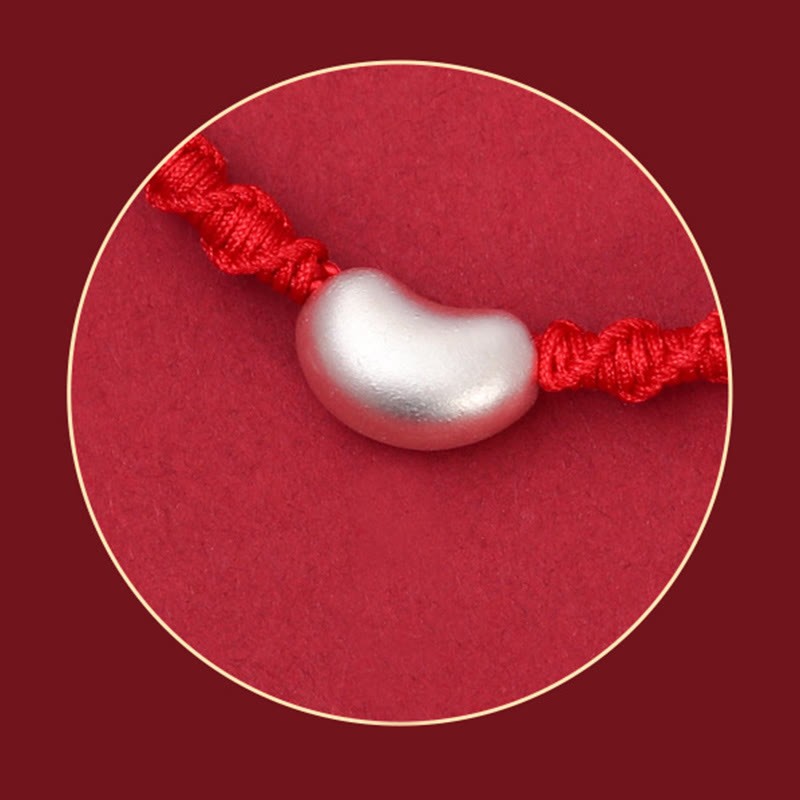 999 Sterling Silver Bean Design Luck Connection Handmade Braided Bracelet