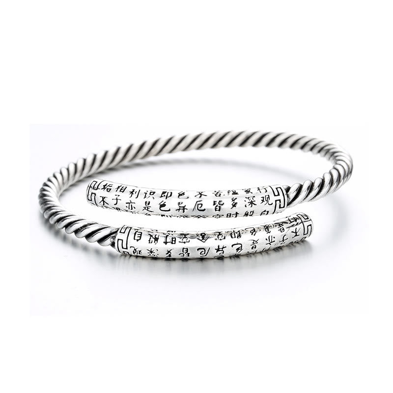 Retro Heart Sutra Twisted Design Pattern Balance Bracelet Bangle