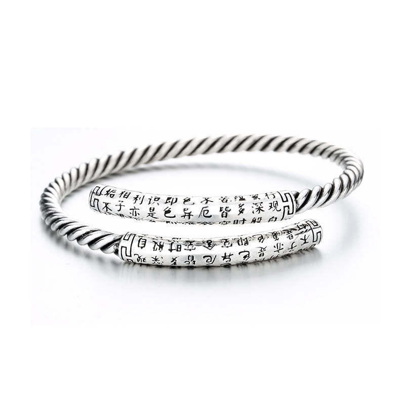Retro Heart Sutra Twisted Design Pattern Balance Bracelet Bangle