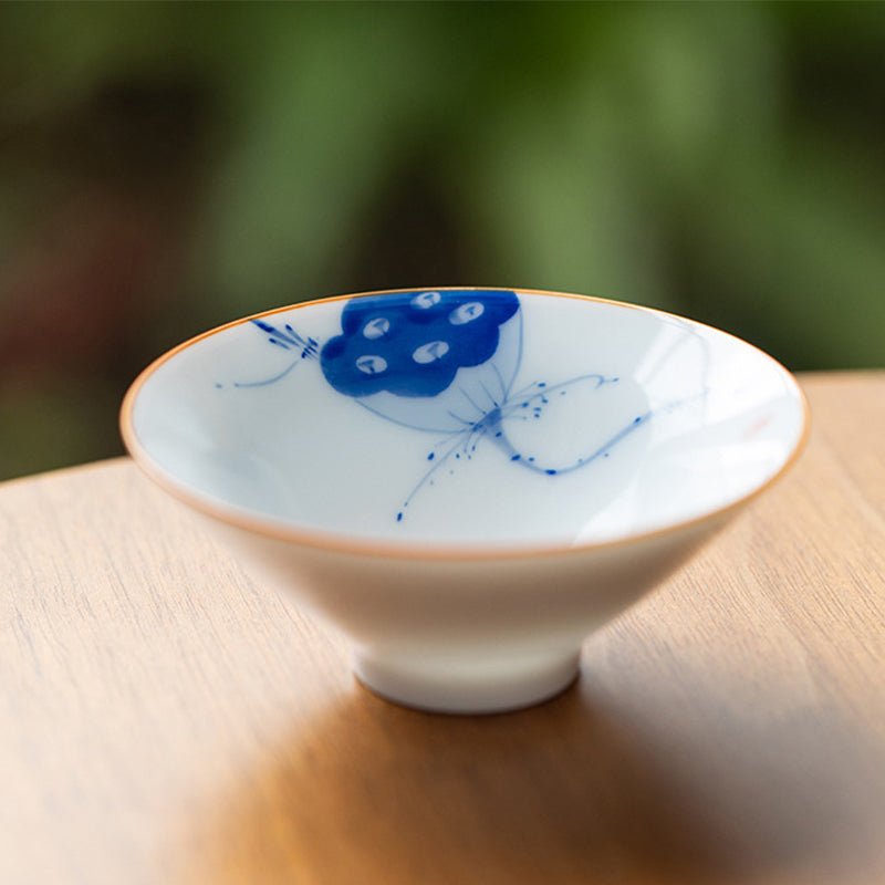 Mandala Flower Koi Fish Lotus Bird Persimmons Teacup Kung Fu Tea Cup 50ml