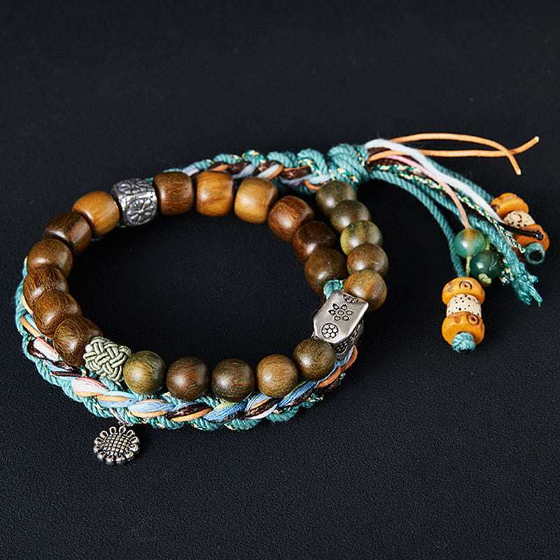 925 Sterling Silver Green Sandalwood Bodhi Seed Handmade Positive Bracelet