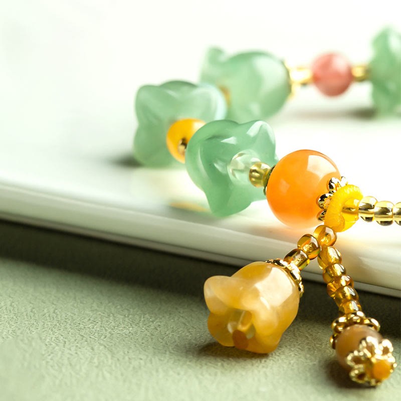Green Aventurine Magnolia Flower Luck Bracelet