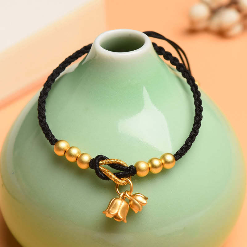 Handcrafted Lily Of The Valley Flower Charm Design Luck Protection Braided Bracelet