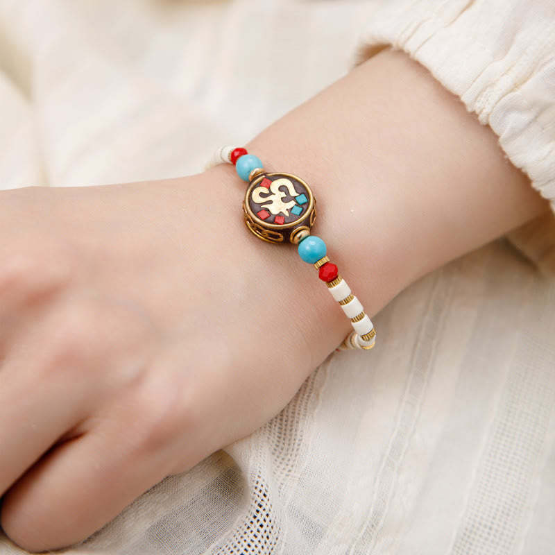 Tibetan Turquoise Om Mani Padme Hum Protection Strength Bracelet
