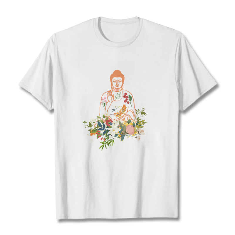 Meditating mystic zen Blooming Flowers Pattern Tee T-shirt
