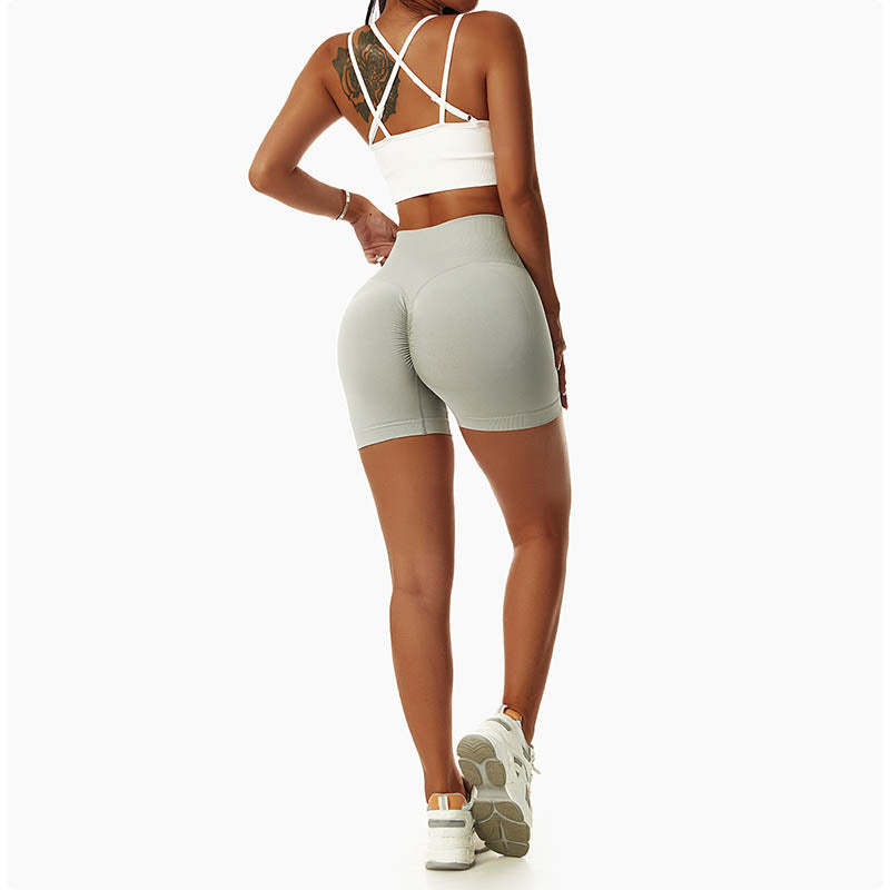 Women Seamless High Elasticity Sports Fitness High Waist Yoga Workout Shorts