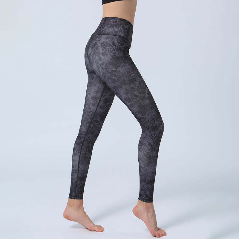 Flowers Leaves Print Sports Fitness Yoga High Waist Leggings Women's Yoga Pants