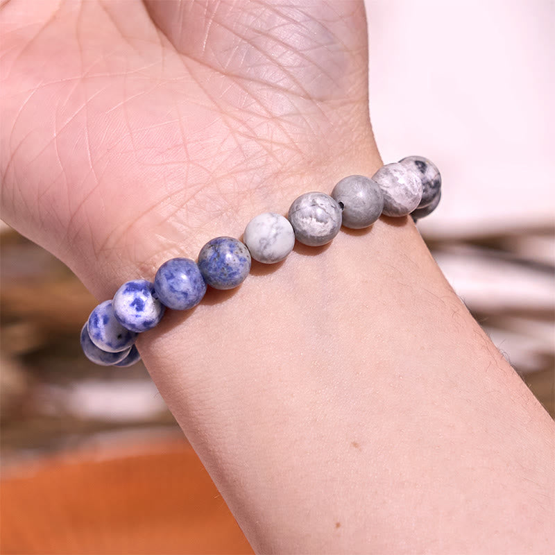 Sodalite Picasso Jasper White Turquoise Intuition Bracelet