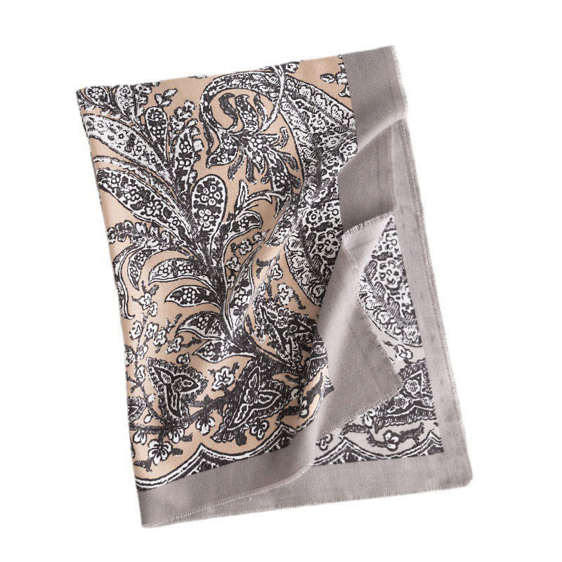 Tibetan Ethnic Flower Print Shawl Fall Winter Soft Warm Scarf Wrap