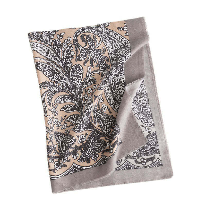 Tibetan Ethnic Flower Print Shawl Fall Winter Soft Warm Scarf Wrap