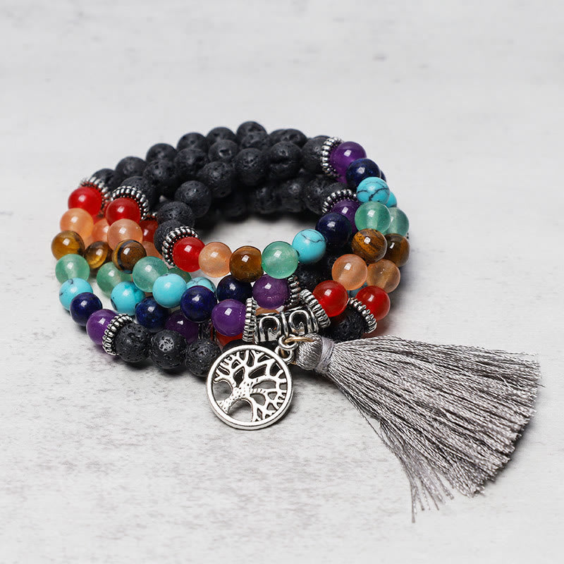 Healing Crystal Mala Prayer Beads 108 Meditation Healing Multilayer Bracelet Necklace