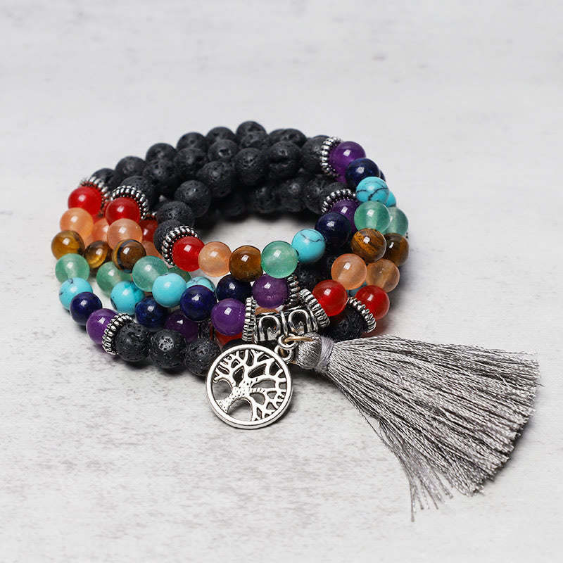 Healing Crystal Mala Prayer Beads 108 Meditation Healing Multilayer Bracelet Necklace