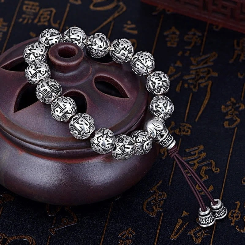 Tibetan Om Mani Padme Hum Carved Alloy Beads Amulet Bracelet (Extra 35% Off | USE CODE: FS35)