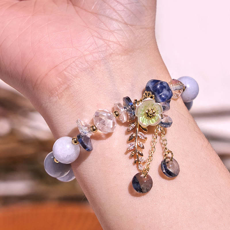 Blue Crystal Amethyst Sun Stone Green Aventurine Healing Bracelet