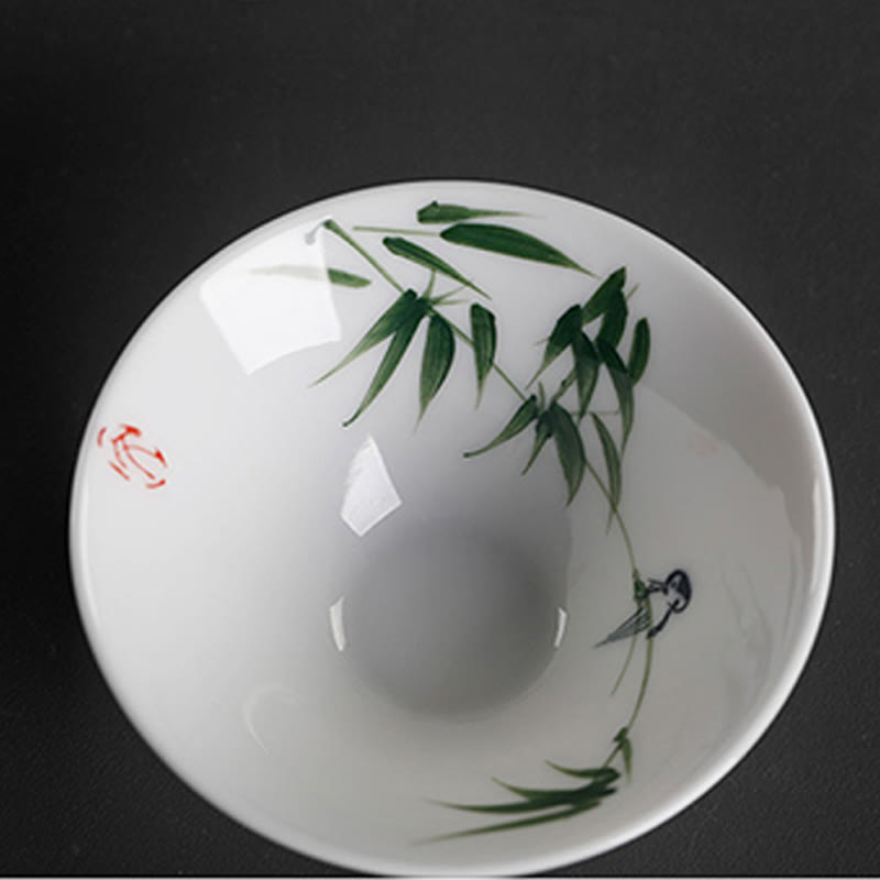 Vintage Plum Orchid Bamboo Chrysanthemum Lotus Koi Fish Ceramic Teacup Kung Fu Tea Cups