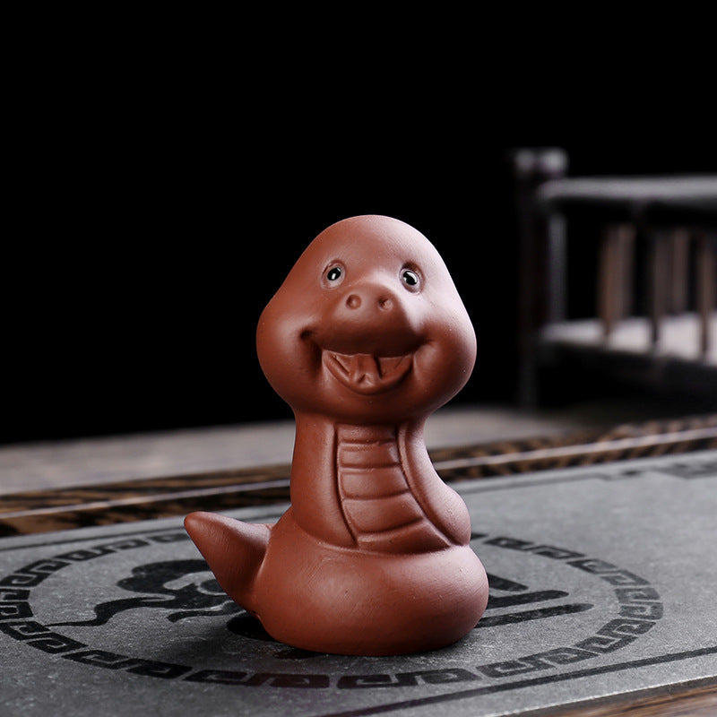 Chinese Zodiac Purple Clay Wealth Ceramic Tea Pet Home Figurine Decoration