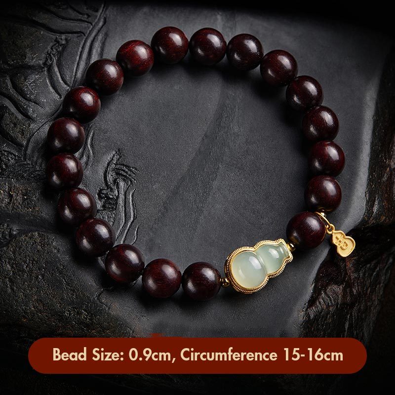 Small Leaf Red Sandalwood Gourd Jade Calm Relaxation Bracelet