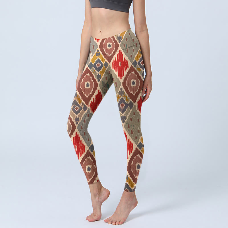 Plaid Printed Gym Leggings Women's Yoga Pants