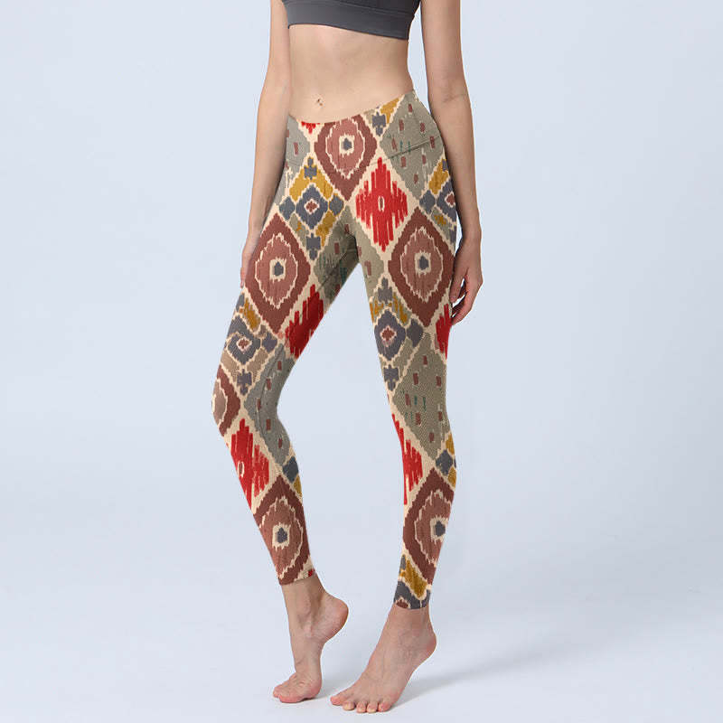 Plaid Printed Gym Leggings Women's Yoga Pants