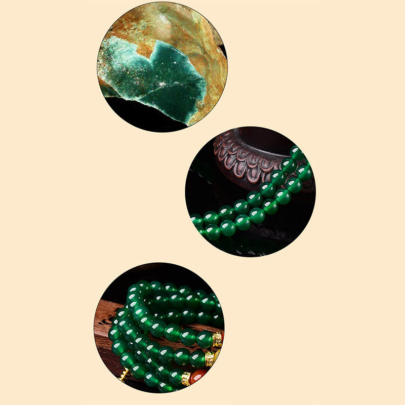 108 Beads Natural Green Agate Success Bracelet Mala